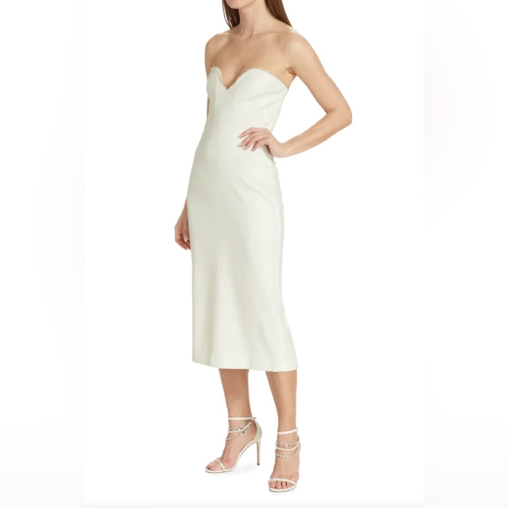 Monique Lhuillier Stretch Crepe Strapless Midi-Dress